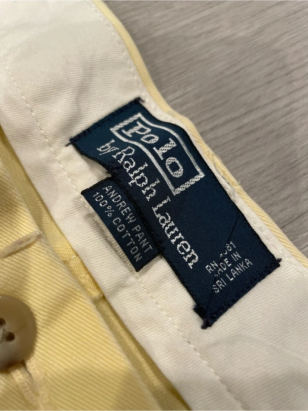 Polo Ralph Lauren Men's Yellow Pleated Chino Andrew paint 35/30 Vintage 90s